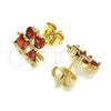 Arete Dormilona 02.387.0021.1 Oro Laminado, Diseño de Niñito Pequeño y Niñita Pequeña, con Granate Zirconia Cubica, Pulido, Tono Dorado
