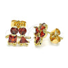 Arete Dormilona 02.387.0021.1 Oro Laminado, Diseño de Niñito Pequeño y Niñita Pequeña, con Granate Zirconia Cubica, Pulido, Tono Dorado