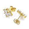 Arete Dormilona 02.387.0022 Oro Laminado, Diseño de Corona, con Blanca Zirconia Cubica, Pulido, Tono Dorado