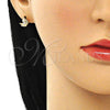 Arete Dormilona 02.387.0023 Oro Laminado, Diseño de Mariposa, con Blanca Zirconia Cubica, Pulido, Tono Dorado