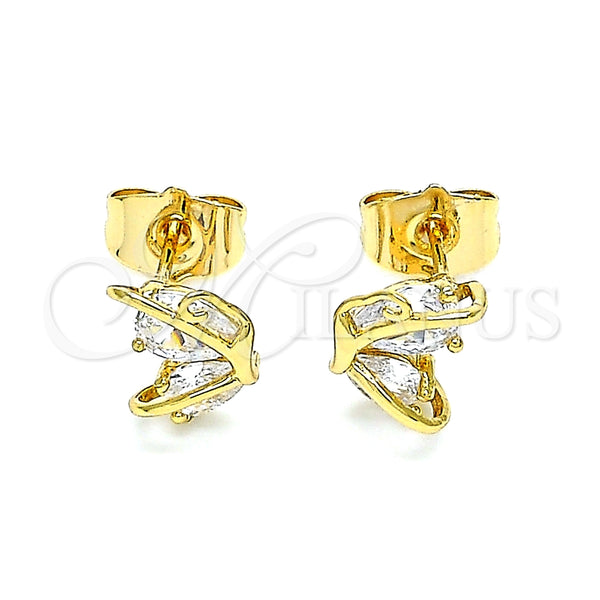 Arete Dormilona 02.387.0023 Oro Laminado, Diseño de Mariposa, con Blanca Zirconia Cubica, Pulido, Tono Dorado