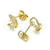Arete Dormilona 02.387.0023 Oro Laminado, Diseño de Mariposa, con Blanca Zirconia Cubica, Pulido, Tono Dorado