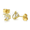 Arete Dormilona 02.387.0023 Oro Laminado, Diseño de Mariposa, con Blanca Zirconia Cubica, Pulido, Tono Dorado