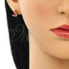 Arete Dormilona 02.387.0023.1 Oro Laminado, Diseño de Mariposa, con Granate Zirconia Cubica, Pulido, Tono Dorado