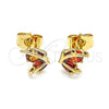 Arete Dormilona 02.387.0023.1 Oro Laminado, Diseño de Mariposa, con Granate Zirconia Cubica, Pulido, Tono Dorado