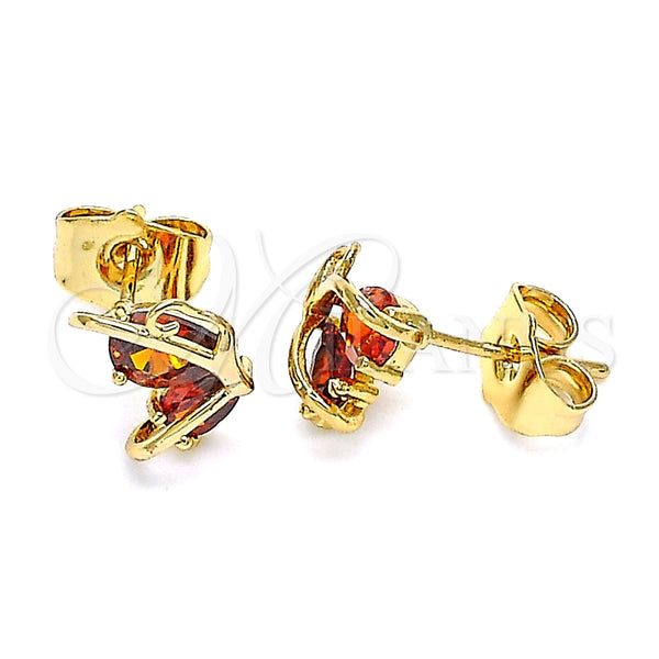 Arete Dormilona 02.387.0023.1 Oro Laminado, Diseño de Mariposa, con Granate Zirconia Cubica, Pulido, Tono Dorado