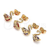 Arete Dormilona 02.387.0002.3 Oro Laminado, Diseño de Cisne, con Granate Zirconia Cubica, Pulido, Tono Dorado