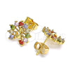 Arete Dormilona 02.387.0026.1 Oro Laminado, Diseño de Pavo Real, con Multicolor Zirconia Cubica, Pulido, Tono Dorado