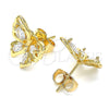Arete Dormilona 02.387.0028 Oro Laminado, Diseño de Mariposa, con Blanca Zirconia Cubica, Pulido, Tono Dorado