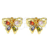 Arete Dormilona 02.387.0028.1 Oro Laminado, Diseño de Mariposa, con Multicolor Zirconia Cubica, Pulido, Tono Dorado