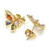 Arete Dormilona 02.387.0028.1 Oro Laminado, Diseño de Mariposa, con Multicolor Zirconia Cubica, Pulido, Tono Dorado