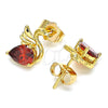 Arete Dormilona 02.387.0031 Oro Laminado, Diseño de Cisne, con Granate Zirconia Cubica, Pulido, Tono Dorado