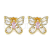 Arete Dormilona 02.387.0036.1 Oro Laminado, Diseño de Mariposa, con Rosado and Blanca Zirconia Cubica, Pulido, Tono Dorado
