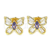 Arete Dormilona 02.387.0036.2 Oro Laminado, Diseño de Mariposa, con Amatista and Blanca Zirconia Cubica, Pulido, Tono Dorado