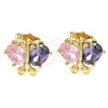 Arete Dormilona 02.387.0019.4 Oro Laminado, Diseño de Mariposa, con Amatista and Rosado Zirconia Cubica, Pulido, Tono Dorado