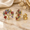 Arete Dormilona 02.387.0037 Oro Laminado, Diseño de Ãrbol, con Zirconia Cubica Multicolor, Pulido, Tono Dorado