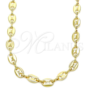 Gargantilla Basica 04.326.0002.22 Oro Laminado, Diseño de Puff Mariner, Pulido, Tono Dorado (08 MM Thickness, 22 Inches Length)
