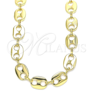 Gargantilla Basica 04.326.0003.30 Oro Laminado, Diseño de Puff Mariner, Pulido, Tono Dorado (10 MM Thickness, 30 Inches Length)