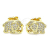Arete Dormilona 02.156.0582 Oro Laminado, Diseño de Elefante, con Blanca and Rubi Micro Pave, Pulido, Tono Dorado