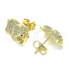 Arete Dormilona 02.156.0582 Oro Laminado, Diseño de Elefante, con Blanca and Rubi Micro Pave, Pulido, Tono Dorado