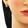 Argolla Huggie 02.195.0130.12 Oro Laminado, con Blanca Micro Pave, Pulido, Tono Dorado