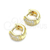 Argolla Huggie 02.195.0130.12 Oro Laminado, con Blanca Micro Pave, Pulido, Tono Dorado