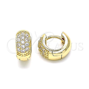 Argolla Huggie 02.195.0130.12 Oro Laminado, con Blanca Micro Pave, Pulido, Tono Dorado