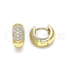 Argolla Huggie 02.195.0130.12 Oro Laminado, con Blanca Micro Pave, Pulido, Tono Dorado
