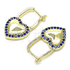 Argolla Huggie 02.210.0624.12 Oro Laminado, Diseño de Candado y Corazón, con Zafiro Azul Micro Pave, Pulido, Tono Dorado