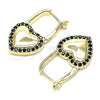 Argolla Huggie 02.210.0624.1.12 Oro Laminado, Diseño de Candado y Corazón, con Negro Micro Pave, Pulido, Tono Dorado