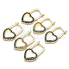 Argolla Huggie 02.210.0624.1.12 Oro Laminado, Diseño de Candado y Corazón, con Negro Micro Pave, Pulido, Tono Dorado