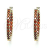 Argolla Huggie 02.210.0625.20 Oro Laminado, con Granate Zirconia Cubica, Pulido, Tono Dorado