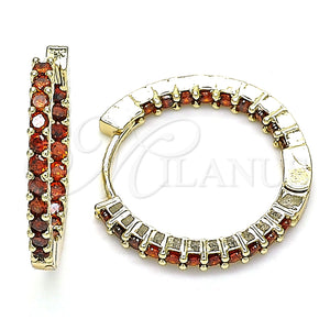 Argolla Huggie 02.210.0625.20 Oro Laminado, con Granate Zirconia Cubica, Pulido, Tono Dorado