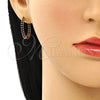 Argolla Huggie 02.210.0625.2.20 Oro Laminado, con Negro Zirconia Cubica, Pulido, Tono Dorado