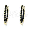 Argolla Huggie 02.210.0625.2.20 Oro Laminado, con Negro Zirconia Cubica, Pulido, Tono Dorado