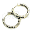 Argolla Huggie 02.210.0625.2.20 Oro Laminado, con Negro Zirconia Cubica, Pulido, Tono Dorado