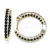 Argolla Huggie 02.210.0625.2.20 Oro Laminado, con Negro Zirconia Cubica, Pulido, Tono Dorado