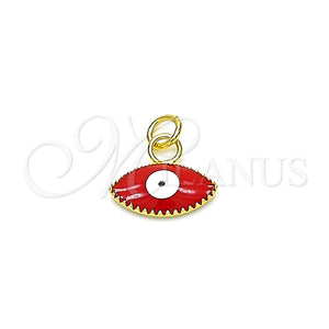 Dije Elegante 05.341.0047.1 Oro Laminado, Diseño de Ojo Griego, Esmaltado Rojo, Tono Dorado