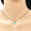 Dije Elegante 05.341.0047.2 Oro Laminado, Diseño de Ojo Griego, Esmaltado Azul claro, Tono Dorado