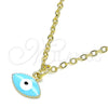Dije Elegante 05.341.0047.2 Oro Laminado, Diseño de Ojo Griego, Esmaltado Azul claro, Tono Dorado