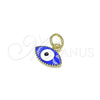 Dije Elegante 05.341.0047.3 Oro Laminado, Diseño de Ojo Griego, Esmaltado Azul, Tono Dorado