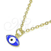 Dije Elegante 05.341.0047.3 Oro Laminado, Diseño de Ojo Griego, Esmaltado Azul, Tono Dorado