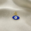 Dije Elegante 05.341.0047.3 Oro Laminado, Diseño de Ojo Griego, Esmaltado Azul, Tono Dorado