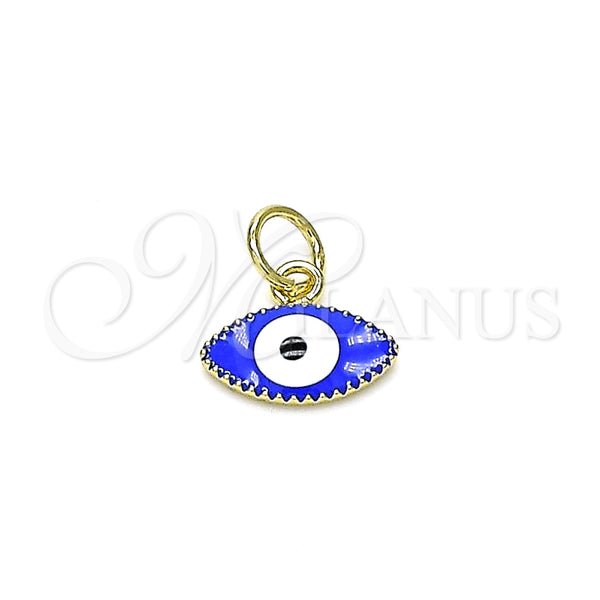 Dije Elegante 05.341.0047.3 Oro Laminado, Diseño de Ojo Griego, Esmaltado Azul, Tono Dorado