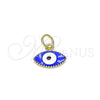 Dije Elegante 05.341.0047.3 Oro Laminado, Diseño de Ojo Griego, Esmaltado Azul, Tono Dorado