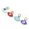 Dije Elegante 05.341.0047.3 Oro Laminado, Diseño de Ojo Griego, Esmaltado Azul, Tono Dorado