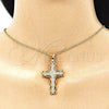 Dije Religioso 05.342.0003 Oro Laminado, Diseño de Cruz, con Blanca Micro Pave, Pulido, Tono Dorado