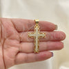 Dije Religioso 05.342.0003 Oro Laminado, Diseño de Cruz, con Blanca Micro Pave, Pulido, Tono Dorado