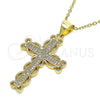 Dije Religioso 05.342.0003 Oro Laminado, Diseño de Cruz, con Blanca Micro Pave, Pulido, Tono Dorado