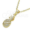 Dije Elegante 05.342.0005 Oro Laminado, Diseño de Pina, con Blanca Micro Pave and Blanca Zirconia Cubica, Pulido, Tono Dorado